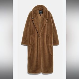 Zara faux fur tan teddy coat